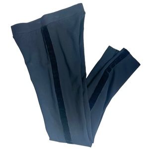 Zara Accessories Black Ponte Knit Velvet Tuxedo Stripe Leggings Size S Pull On